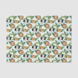 Schattige Oerwoud Safari Leeuw Tijger Olifant Gift Tissuepapier