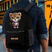 Schattige Oerwoud Safari Leopard Kind Cartoon Grap Bedrukte Rugzak