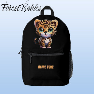 Schattige Oerwoud Safari Leopard Kind Cartoon Grap Bedrukte Rugzak