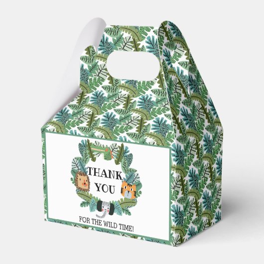 Schattige Oerwoud Safari Lion Tijger Olifant Verja Bedankdoosjes (Achterkant)