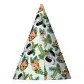 Schattige Oerwoud Safari Lion Tijger Olifant Verja Feesthoedjes (Achterkant)