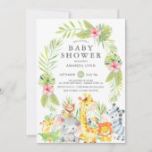 Schattige Oerwoud Safari Meisje Baby shower Uitnod Kaart (Voorkant)