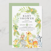 Schattige Oerwoud Safari Neutraal Baby shower Uitn Kaart (Voorkant / Achterkant)