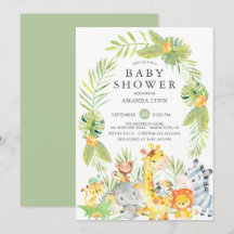 Schattige Oerwoud Safari Neutraal Baby shower Uitn