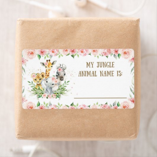 Schattige Oerwoud Safari Oerwoud Dierennaam Spel S Etiket (Insitu)