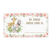 Schattige Oerwoud Safari Oerwoud Dierennaam Spel S Etiket (Voorkant)