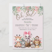 Schattige Oerwoud Safari Oh Girl Baby shower Uitno Kaart (Voorkant)