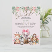 Schattige Oerwoud Safari Oh Girl Baby shower Uitno Kaart (Staand voorkant)