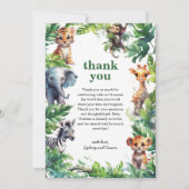Schattige Oerwoud Safari Tropical Animals Baby sho Bedankkaart (Voorkant)