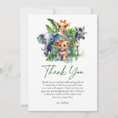 Schattige Oerwoud Safari Tropical Animals Baby sho Bedankkaart (Voorkant)