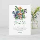 Schattige Oerwoud Safari Tropical Animals Baby sho Bedankkaart (Staand voorkant)