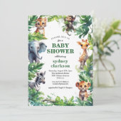 Schattige Oerwoud Safari Tropical Animals Baby sho Kaart (Staand voorkant)