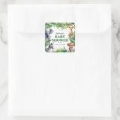 Schattige Oerwoud Safari Tropical Animals Baby sho Vierkante Sticker (Tas)