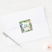 Schattige Oerwoud Safari Tropical Animals Baby sho Vierkante Sticker (Envelop)