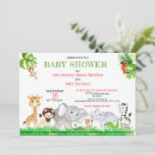 Schattige Oerwoud Safari Zoo Animals Baby shower Kaart (Staand voorkant)