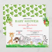 Schattige Oerwoud Safari Zoo Animals Baby shower Kaart (Voorkant / Achterkant)