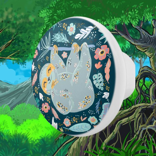 schattige oerwoud-slotenliefhebbers keramische knop