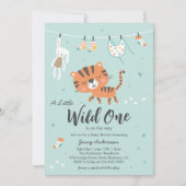 Schattige Oerwoud Tijger Baby shower Invitation Kaart (Voorkant)
