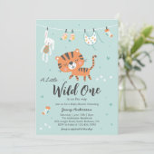Schattige Oerwoud Tijger Baby shower Invitation Kaart (Staand voorkant)