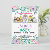 Schattige oerwoud Tribe Animals Verjaardagsbloem v Kaart (Staand voorkant)