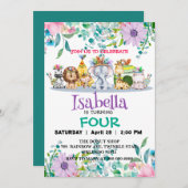 Schattige oerwoud Tribe Animals Verjaardagsbloem v Kaart (Voorkant / Achterkant)