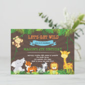Schattige oerwoud verjaardagsfeestuitnodiging kaart (Staand voorkant)