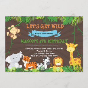 Schattige oerwoud verjaardagsfeestuitnodiging kaart