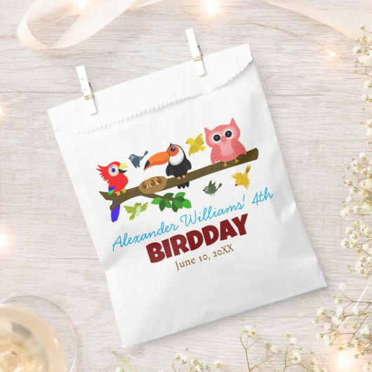 Schattige Oerwoud Vogels op de Verjaardag van Tree Bedankzakje (Geknipt)