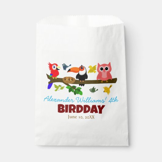 Schattige Oerwoud Vogels op de Verjaardag van Tree Bedankzakje (Voorkant)