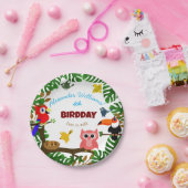 Schattige Oerwoud Zomervogels Kind Papieren Bordje (Feest)