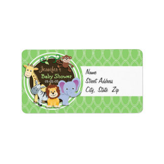Schattige Oerwouden Baby shower; Heldergroene oval Etiket