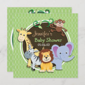 Schattige Oerwouden Baby shower; Heldergroene oval Kaart (Voorkant / Achterkant)