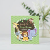 Schattige Oerwouden Baby shower; Heldergroene oval Kaart (Staand voorkant)