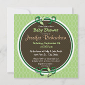 Schattige Oerwouden Baby shower; Heldergroene oval Kaart (Achterkant)
