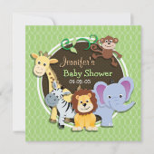 Schattige Oerwouden Baby shower; Heldergroene oval Kaart (Voorkant)