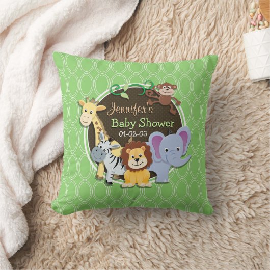 Schattige Oerwouden Baby shower; Heldergroene oval Kussen (Deken)