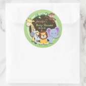 Schattige Oerwouden Baby shower; Heldergroene oval Ronde Sticker (Tas)