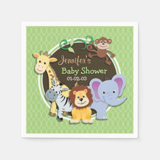 Schattige Oerwouden Baby shower; Heldergroene oval Servet
