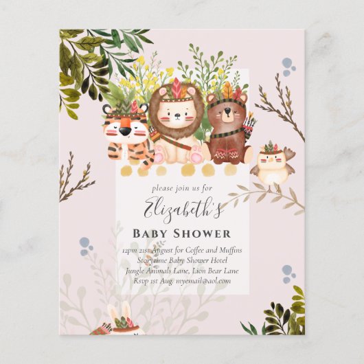 Schattige Oerwouden Babyjongens Shower uitnodigen (Voorkant)