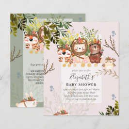 Schattige Oerwouden Babyjongens Shower uitnodigen