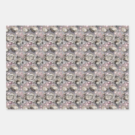 schattige oester schept parels getild inpakpapier vel (Voorkant)