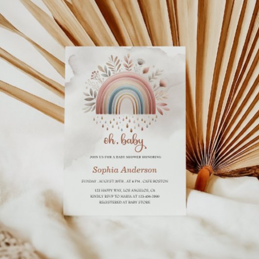 Schattige Oh Baby Boho Rainbow Baby shower Kaart