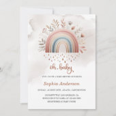 Schattige Oh Baby Boho Rainbow Baby shower Kaart (Voorkant)