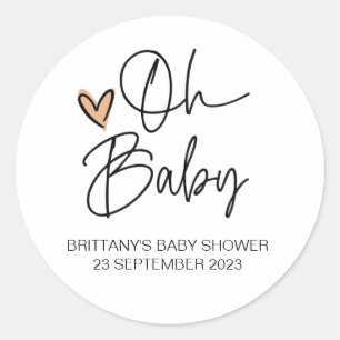 Schattige Oh Baby Boy Meisje Baby shower Favor Dan Ronde Sticker