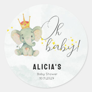 Schattige Oh Baby Geslacht Neutrale Olifant Bedank Ronde Sticker