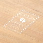 Schattige Oh Baby Golvende Lijst Baby Shower Acryl Uitnodigingen (Laagn)