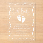 Schattige Oh Baby Golvende Lijst Baby Shower Acryl Uitnodigingen (Voorkant)