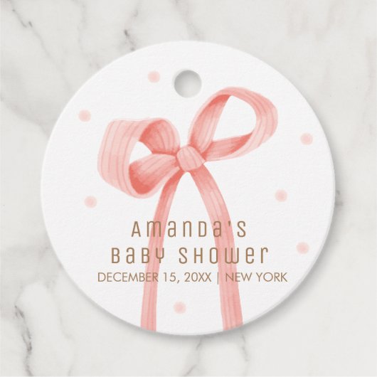 Schattige Oh Baby Polka Dot Bow Baby shower Bedankjes Labels (Voorkant)