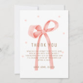 Schattige Oh Baby Polka Dot Bow Baby shower Bedankkaart (Voorkant)