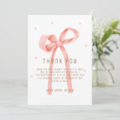 Schattige Oh Baby Polka Dot Bow Baby shower Bedankkaart (Staand voorkant)